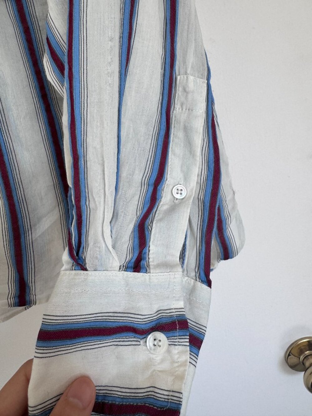 Isabel Marant Etoile Striped Ruffle Collar Blouse White Blue Top FR 34 - Picture 2 of 8